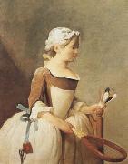 Jean Baptiste Simeon Chardin Girl with a Racquet and Shuttlecock (mk08) USA oil painting reproduction
